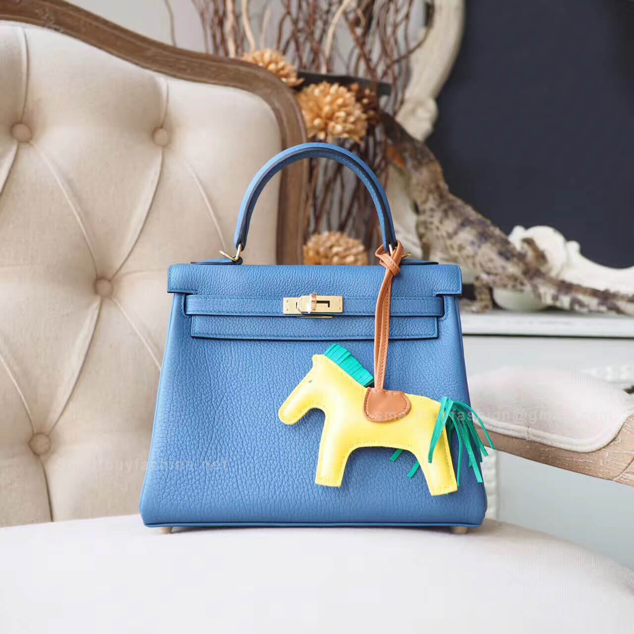 Hermes Kelly 28 Bag in r2 Blue Agate Togo GHW